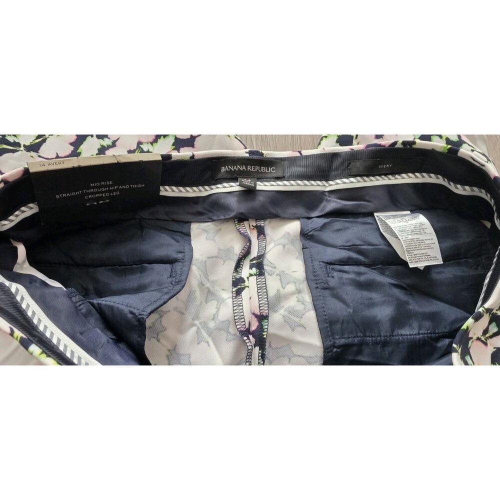 Banana Republic Avery Floral Ankle Pants Women Size 14 Mid Rise Stretch - Picture 8 of 16